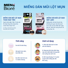 Miếng dán mũi lột mụn Bioré than hoạt tính/mát lạnh cho nam 4 miếng