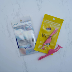 Nhíp gắn mi giả Vacosi T09-01 dáng cong màu hồng/02 dáng cong màu đen