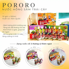 Nước hồng sâm Pororo vị cam/táo/việt quất túi 100ml