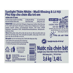 Nước rửa chén Sunlight thiên nhiên muối khoáng và lô hội Túi 725ml/Chai 725ml/Túi 2 lít/Can 3.48 lít