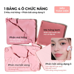 Phấn má & phấn bắt sáng 4 ô Judydoll 9g (nhiều màu)