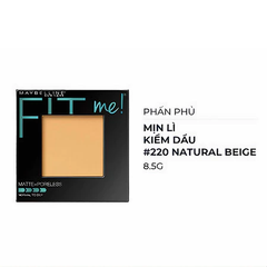 Phấn phủ Maybelline mịn lì kiềm dầu 110 Porcelain/120 Classic Ivory/130 Buff Beige/220 Natural Beige 8.5g
