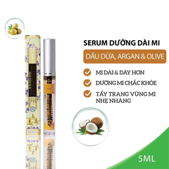 Serum dưỡng dài mi Milaganics dầu dừa, Argan & Olive 5ml