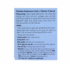 Serum Timeless HA + Vitamin C cấp ẩm, làm sáng da 30ml