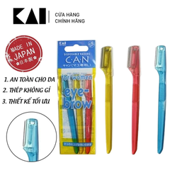 Set 3 dao cạo lông mặt & lông mày KAI lưỡi đơn #CAL-3P