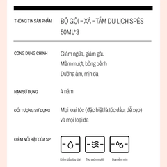 Set 3 sản phẩm gội xả sữa tắm Spes travel kit 50ml