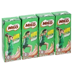 Lốc 4 hộp sữa lúa mạch Milo nước có đường/ít đường hộp 180ml
