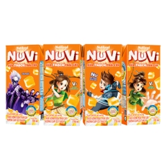Lốc 4 hộp sữa trái cây có thạch Nuvi hương lúa mạch ca cao/dâu/cam hộp 170ml
