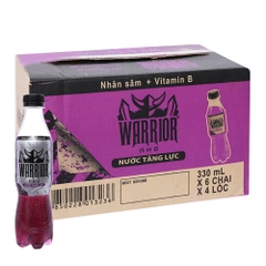 Thùng 24 chai/lon nước tăng lực Warrior vị nho/ dâu 325/330ml