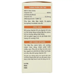 Siro Avisure D3-MK7 hỗ trợ hấp thu canxi 20 ml cho bé từ 0 tháng tuổi