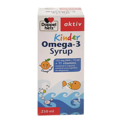 Siro Doppelherz Aktiv Kinder Omega 3 phát triển não bộ, thị lực 250 ml cho bé từ 1 tuổi