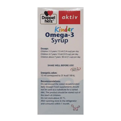 Siro Doppelherz Aktiv Kinder Omega 3 phát triển não bộ, thị lực 250 ml cho bé từ 1 tuổi
