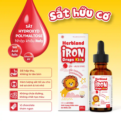 Siro Herbland Iron Drops Kids hỗ trợ cải thiện thiếu máu do thiếu sắt 30ml (từ 6 tháng)