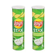 Snack khoai tây Lay's Stax vị kem chua hành hộp 150g