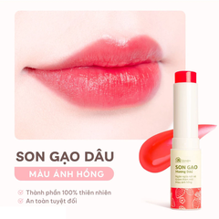 Son dưỡng gạo Cỏ Mềm không màu /hương dâu màu ánh hồng 3.6g
