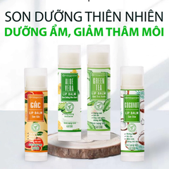 Son dưỡng môi Milaganics gấc dưỡng ẩm/ trà xanh dưỡng ẩm/ dừa dưỡng ẩm/ nha đam không màu, giảm thâm môi 4.5g