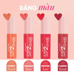 Son kem lì 2In1 Silkygirl 01 cam đào/02 hồng phấn/04 đỏ cherry/05 đỏ nâu 3.8ml