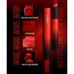 Son lì Maybelline mịn môi siêu nhẹ 299 đỏ thuần/799 cam ngả đất/899 đỏ gạch/1299 đỏ cam đất 1.7g