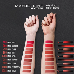 Son lì Maybelline mịn môi siêu nhẹ 299 đỏ thuần/799 cam ngả đất/899 đỏ gạch/1299 đỏ cam đất 1.7g