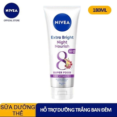 Sữa dưỡng thể Nivea sáng da ban đêm từ 8 Super Food 180ml