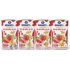 Sữa nước Smarta Grow hương Dâu/hương Cam/Trái cây nhiệt đới 110ml và 180ml (4hộp/lốc)