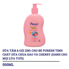 Sữa tắm & gội 2in1 cho bé Pureen tinh chất sữa chua hương trái cây 500ml (dành cho mọi độ tuổi)
