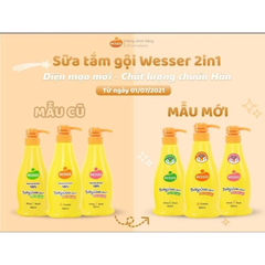 Sữa tắm gội Wesser 2 in 1 (200ml) - 3 màu