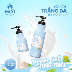 Sữa tắm Hasi Kokeshi sữa bò và ngọc trai sáng mịn da 600ml
