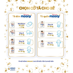 Tã dán/quần Moony Natural size NB66/M46/L38/L36/XL32 cho bé từ sơ sinh đến 22kg
