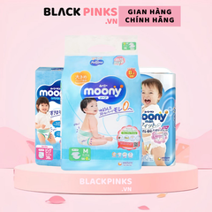 Tã dán/quần Moony size NB76/M56/L54/M52/L44/XL38/XXL26 dành cho bé trai/bé gái từ sơ sinh đến 22kg