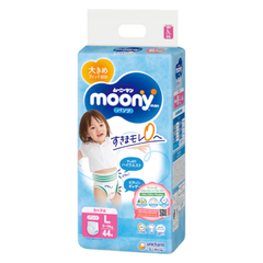 Tã dán/quần Moony size NB76/M56/L54/M52/L44/XL38/XXL26 dành cho bé trai/bé gái từ sơ sinh đến 22kg