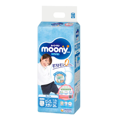 Tã dán/quần Moony size NB76/M56/L54/M52/L44/XL38/XXL26 dành cho bé trai/bé gái từ sơ sinh đến 22kg