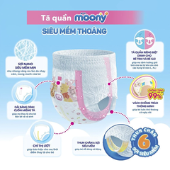 Tã dán/quần Moony size NB76/M56/L54/M52/L44/XL38/XXL26 dành cho bé trai/bé gái từ sơ sinh đến 22kg