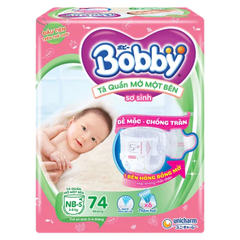 Tã quần mở một bên Bobby size NB-S 74 miếng/S-M 62 miếng dành cho bé từ 3 - 10kg