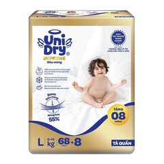 Tã quần Unidry Superme Thin & Soft size M76/L68/XL60/XXL54 cho bé từ 6 - 25kg