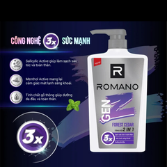 Tắm gội 2 trong 1 Romano Gen Z hương Forest Cedar 610g