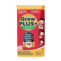 [Thùng 12 lốc] Sữa pha sẵn Nutifood GrowPLUS+ đỏ 110ml và 180ml (lốc 4 hộp)