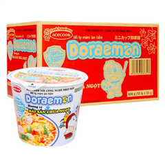 Thùng 12 ly mì mini Doraemon hải sản chua ngọt/hàu sữa phô mai ly 48g/53g
