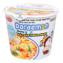 Thùng 12 ly mì mini Doraemon hải sản chua ngọt/hàu sữa phô mai ly 48g/53g