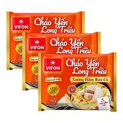 Thùng 18 gói cháo yến Long Triều Vifon vị xương hầm rau củ 110g/thịt bò Đài Loan 120g