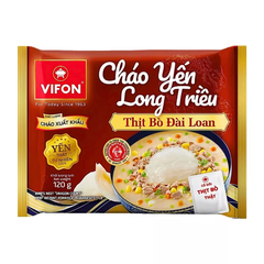 Thùng 18 gói cháo yến Long Triều Vifon vị xương hầm rau củ 110g/thịt bò Đài Loan 120g
