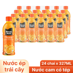 Thùng 24 chai nước cam có tép Teppy Minute Maid 327ml