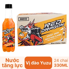 Thùng 24 chai nước tăng lực Rồng Đỏ hương đào Yuzu 330ml