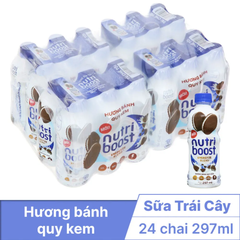 Thùng 24 chai sữa trái cây Nutriboost bánh quy kem 297ml