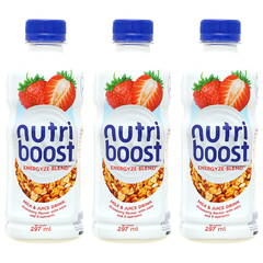 Thùng 24 chai sữa trái cây Nutriboost dâu và yến mạch 297ml