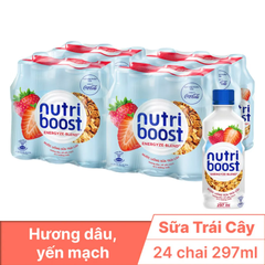 Thùng 24 chai sữa trái cây Nutriboost dâu và yến mạch 297ml