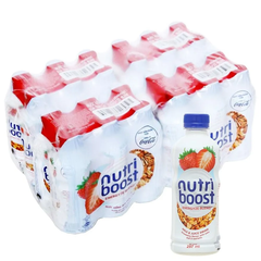 Thùng 24 chai sữa trái cây Nutriboost dâu và yến mạch 297ml