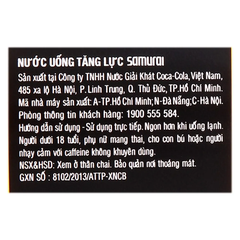 Thùng 24 chai tăng lực Samurai hương nhân sâm 390ml