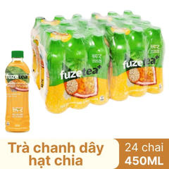 Thùng 24 chai trà chanh dây và hạt chia Fuzetea+ 450ml