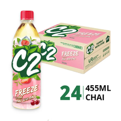 Thùng 24 chai trà xanh C2 Freeze hương dâu anh đào 455ml
